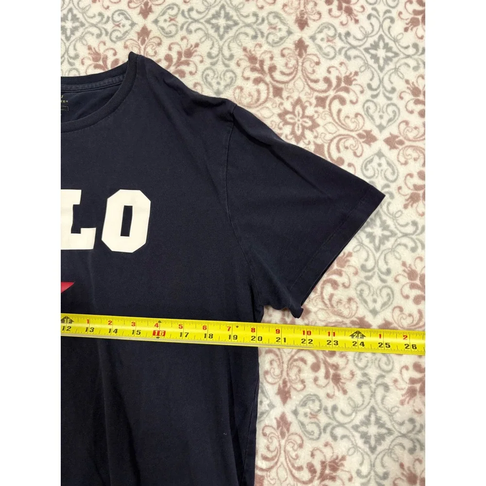 Polo Ralph Lauren Mens Navy Blue Graphic T-Shirt Red Star Logo Size Large